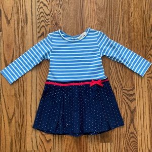Blue and White Stripe and Dot A-Line Dress